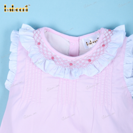 Embroidery Peach Dress With White Accent For Girl - BB3131